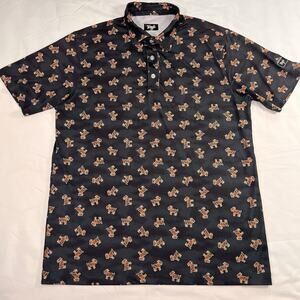 Waggle Polo Shirt Men's Size L Tiger Stripe Goat Golf Performance Activewear Dad